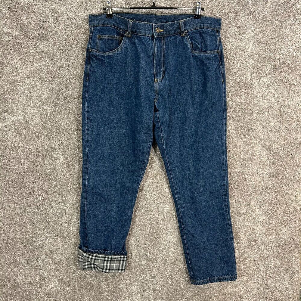 Adventuridge Jeans Mens Blue 38x32 Measures 36x30 Flannel Lined Insulated Winter